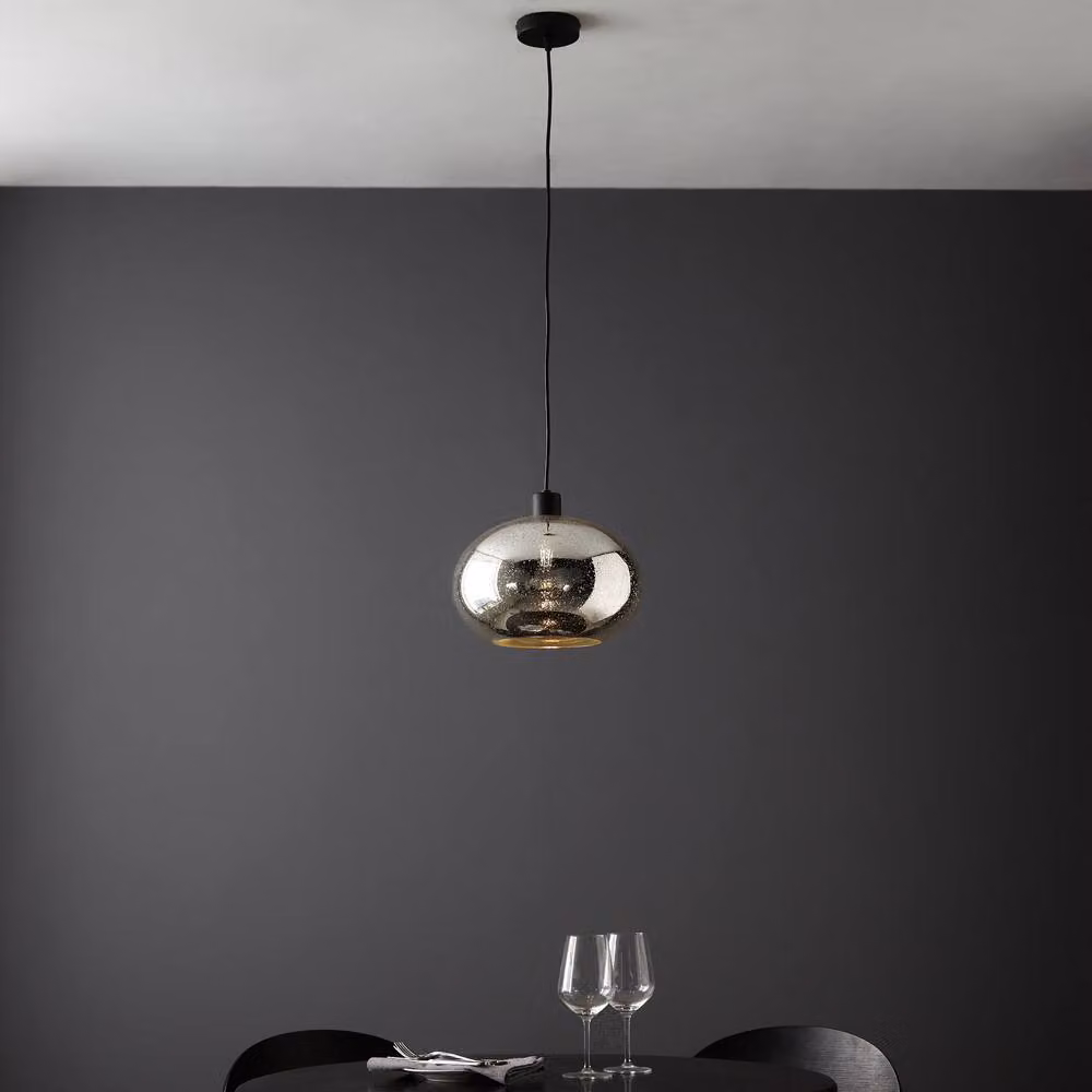 First Choice Lighting Candra Black and Chrome Bubbled Mercury Glass Pendant Light in Silver – 2