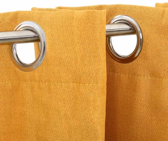 Berkfield Home Linen-Look Blackout Curtains with Eyelets, 2 Pack, Yellow, W: 140 cm, H: 225 cm