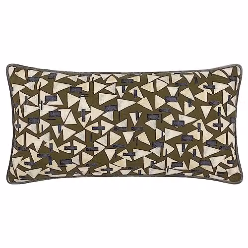 HOEM City Abstract Rectangular Cushion in Green and Multicolour – 1