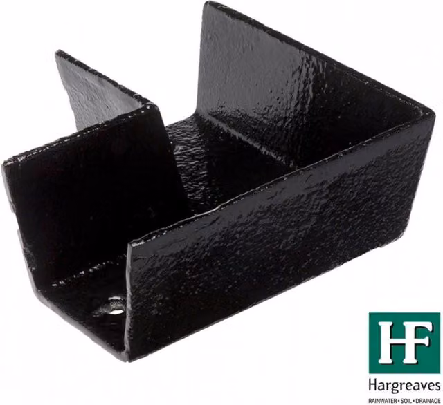 Hargreaves Premier Black Cast Iron Box Gutter Angle 90 Degree 100mm