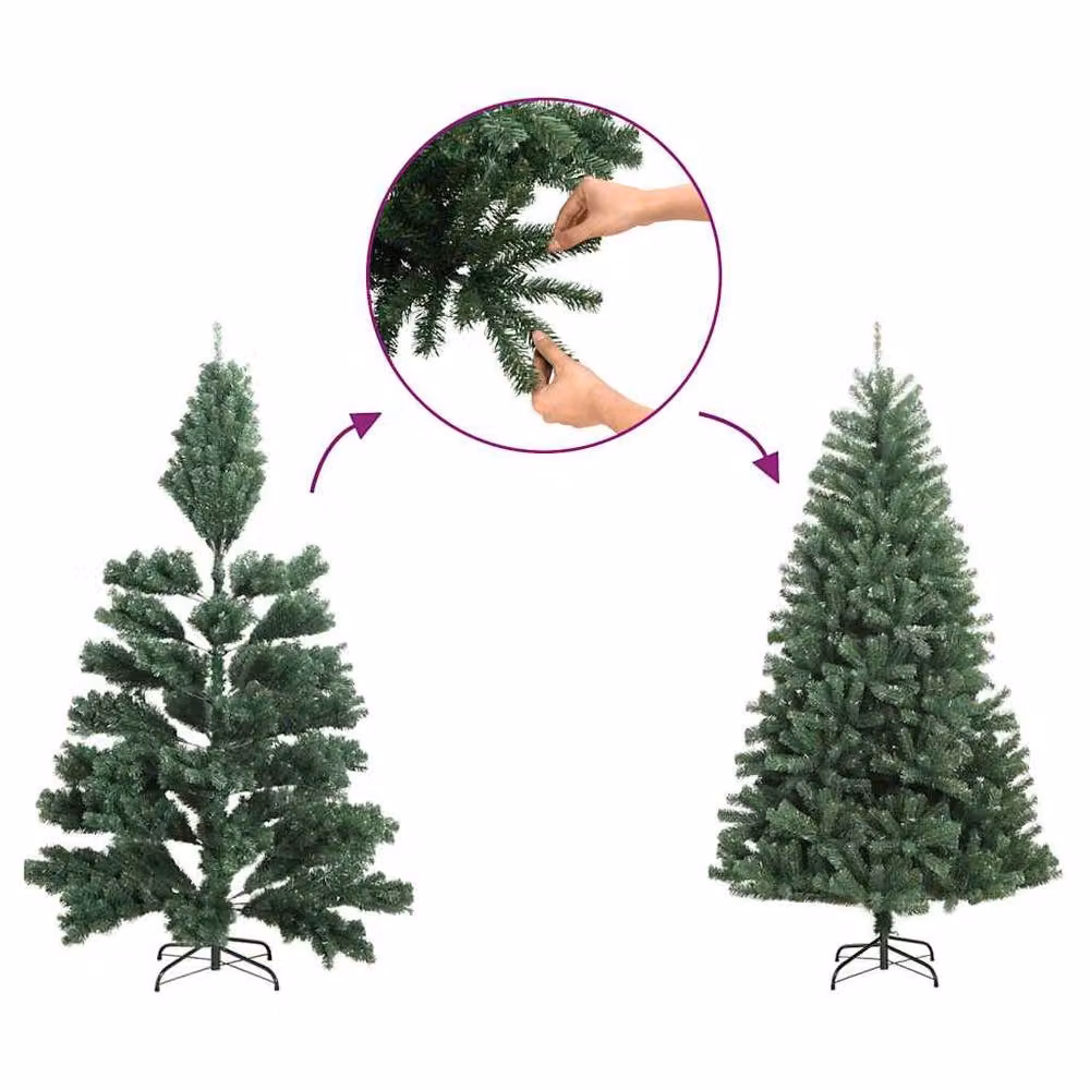 Berkfield Home Beautiful Artificial Slim Christmas Tree in Green with Stand, Height: 150 cm – 7