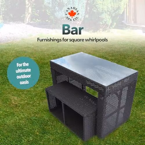 Canadian Spa Co. Hot Tub Bar with Stool in Brown Wicker with Rustproof Aluminium Frame