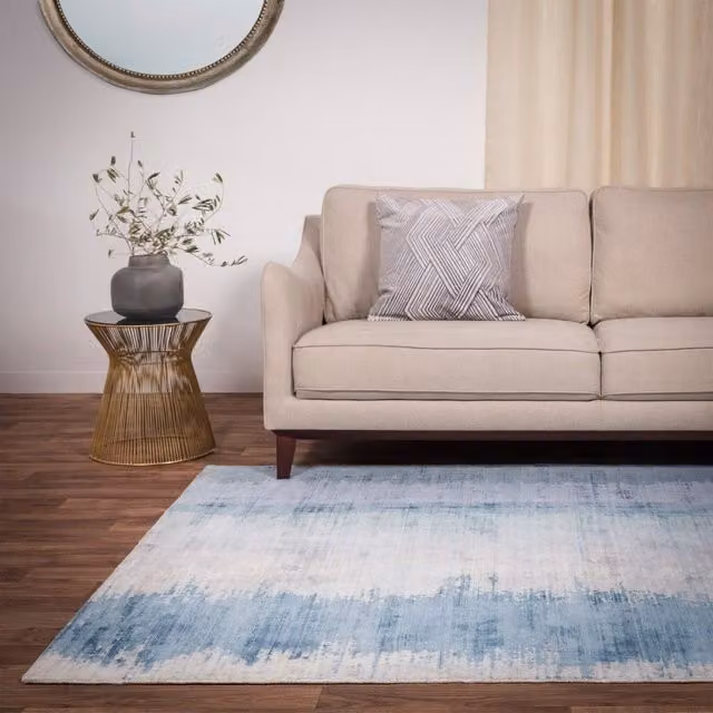 The Rug Shop UK Aqua Modern Hand Made Abstract Area Rug in Blue and Turquoise, W: 160 cm, L: 230 cm – 1