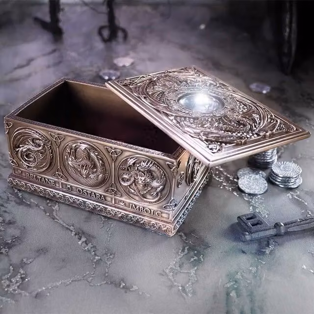 Nemesis Now Anne Stokes Dragons of the Sabbats Tarot Box in Bronze, 14.5 cm