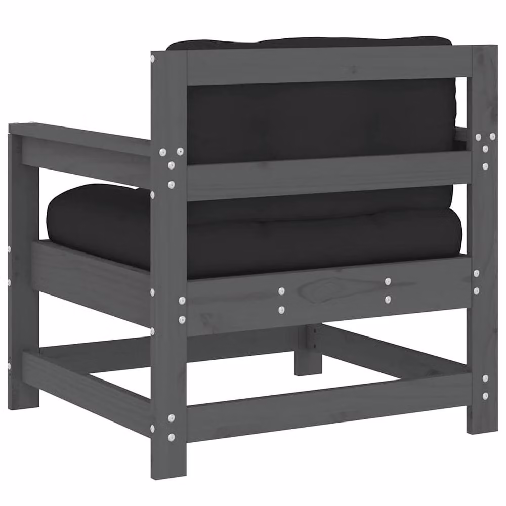 Berkfield Home Beautiful Set of 2 Grey Solid Pine Garden Chairs with Fabric Cushions – 6