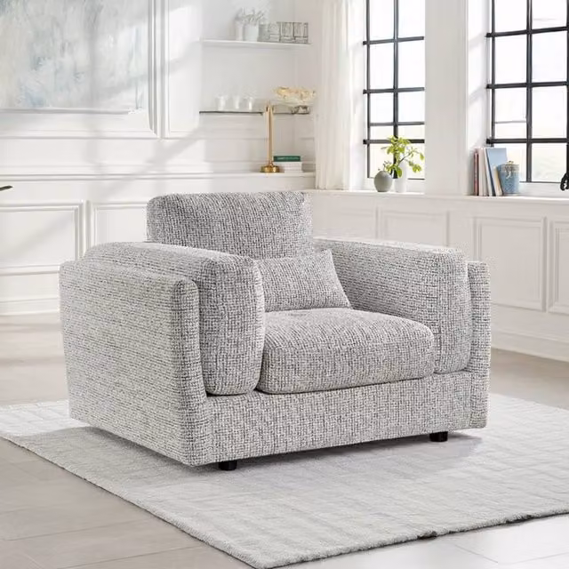 Furnishings For Less UK Bali Modern Single Seater Armchair in Grey Chenille Fabric – 1