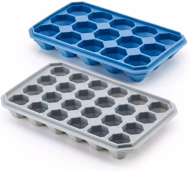 NESTLUNE Blue and Grey 24-Grid Silicone Ice Cube Tray Mould with Lid – 1