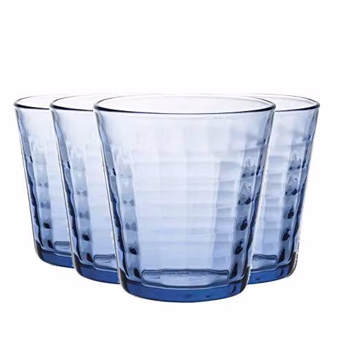 Duralex Prisme Blue Geometric Glass Tumblers, 275ml, Pack of 4 – 1