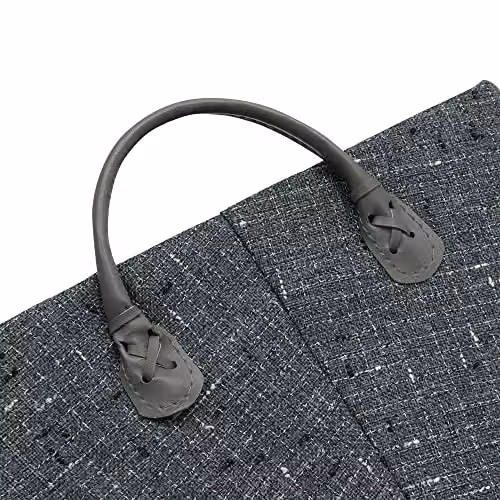 JVL Shadow Tapered Rectangular Fabric Storage Basket with Handles, Grey, W/D/H: 28.0 x 20.0 x 38.0 cm – 3
