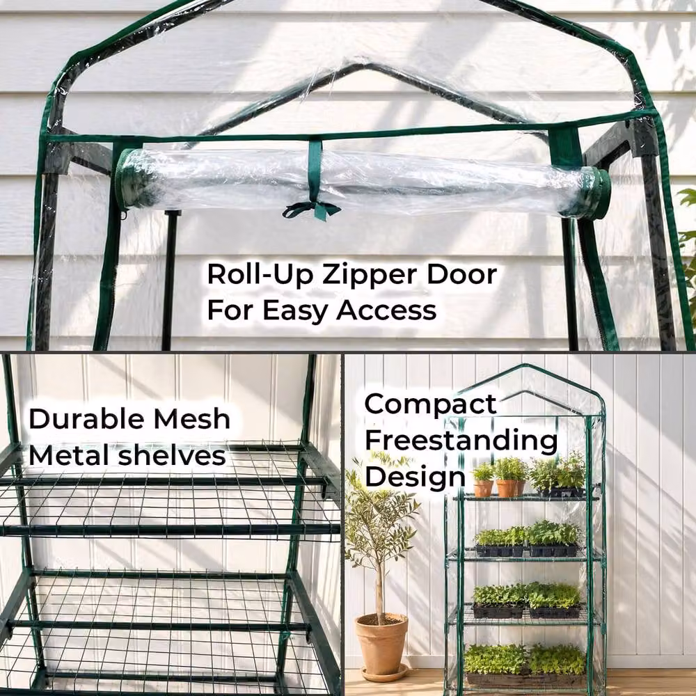 Neo 4 Tier Mini Greenhouse with Steel Frame and Transparent Cover for Indoor and Outdoor Use – 3
