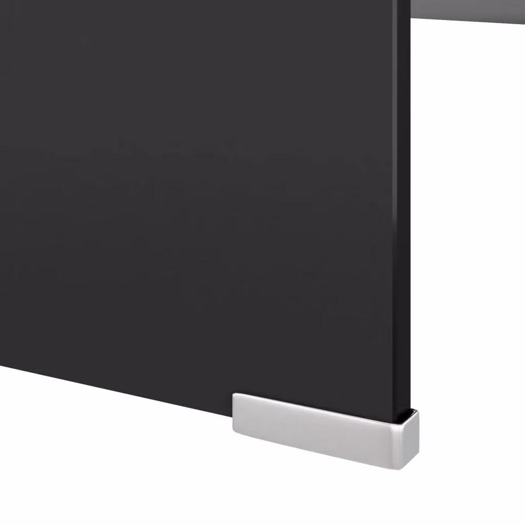 Berkfield Home Black Glass TV Stand and Monitor Riser, W: 120 cm, D: 30 cm, H: 13 cm – 3