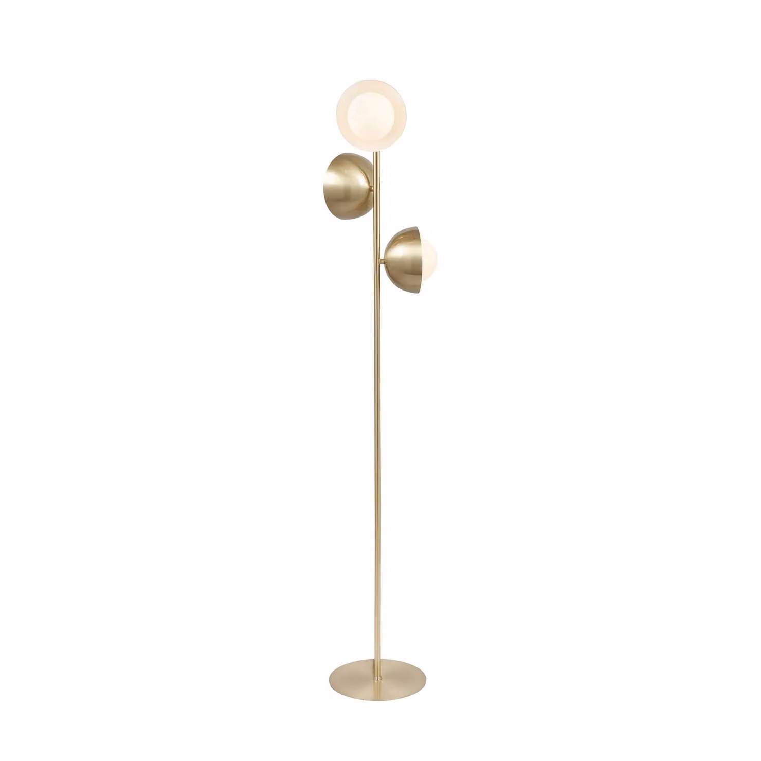 Ruma Art Deco Gold and White Orb Dome Floor Lamp with 3 Brass Metal and Glass Bulbs – 2