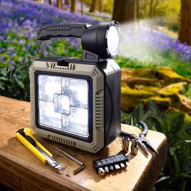 mysmartbuy Solar Powered Floodlight Torch and Emergency Tool Kit with Power Bank in Grey and Black – 1
