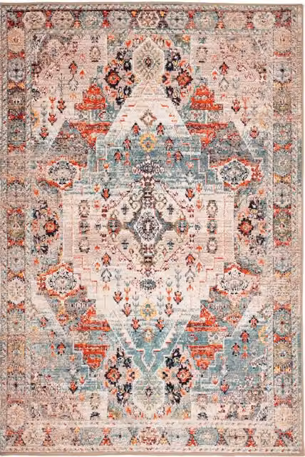 Kukoon Vintage Distressed Washable Living Room Area Rug in Beige, Grey and Multicolour, W: 240 cm, D: 330 cm – 1