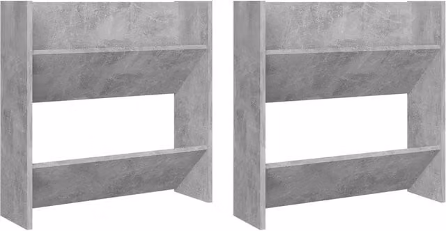 Berkfield Home Set of 2 Wall Mounted Shoe Cabinets in Concrete Grey, W/D/H: 60 x 18 x 60 cm – 1