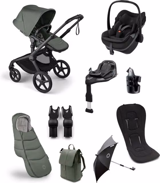 Bugaboo Fox 5 Renew Complete Pushchair Bundle with Maxi-Cosi Pebble Slide Pro Car Seat and Base in Forrest Green