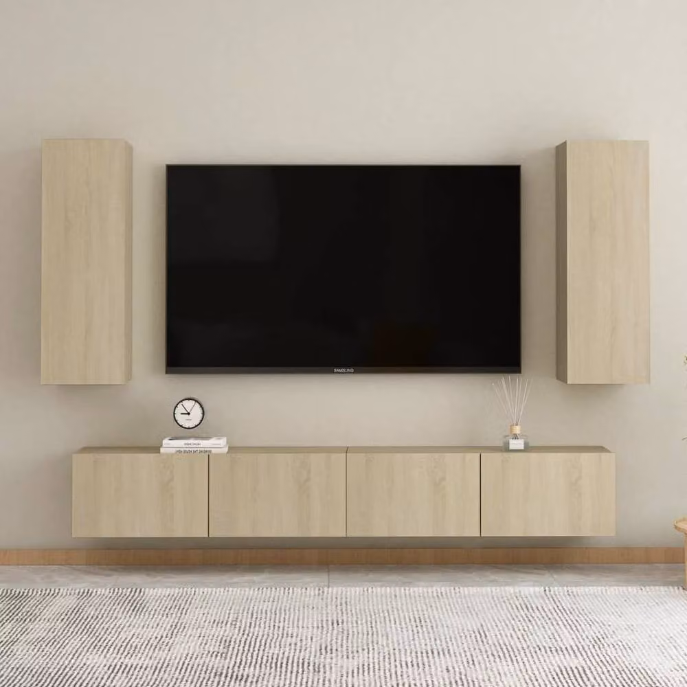Berkfield Home 4 Piece TV Cabinet Set in Sonoma Oak Light Oak Finish – 2