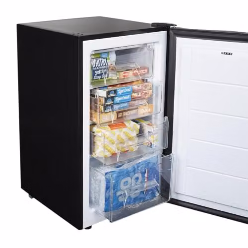 SIA UCF50BL Black Freestanding Under Counter Freezer, 80L Capacity, Reversible Door – 6