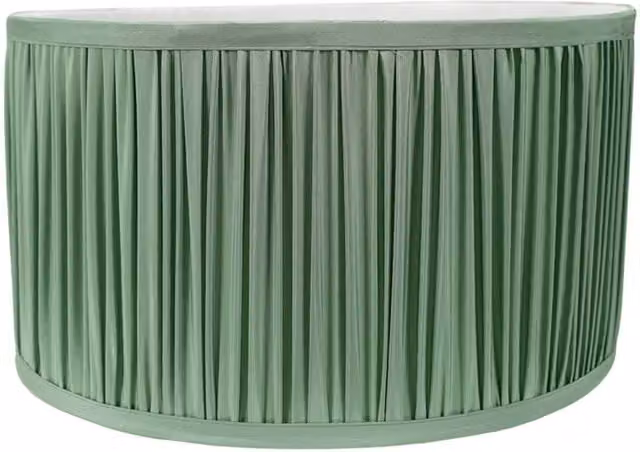 ValueLights Jess Small Ruched Fabric Drum Lampshade for Ceiling, Floor, or Table Lamps in Green