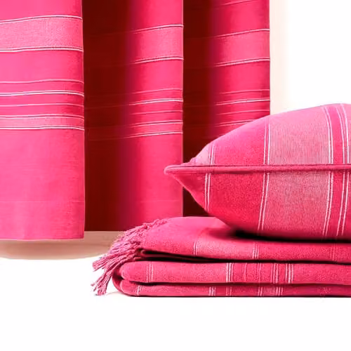 Homescapes Morocco Striped Cotton Curtain Pair in Pink, Width: 140 cm, Height: 137 cm – 3