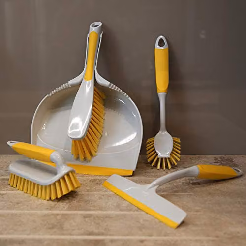 Charles Bentley Brights Kitchen Bundle Dustpan and Brush and Washing Up Set in Yellow – 2