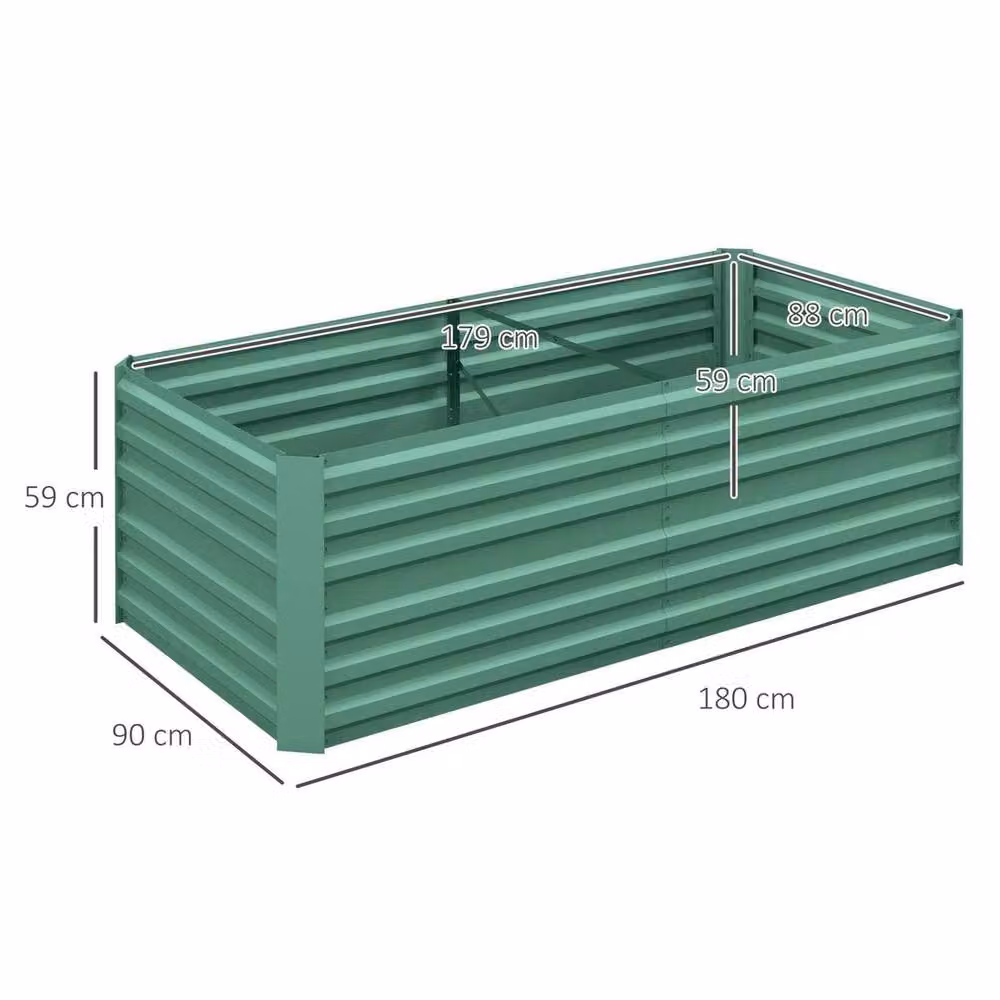 Kelvenix Galvanised Steel Raised Bed for Ornamental or Vegetable Gardens in Green, W/D/H: 90 x 59 x 66 cm – 2