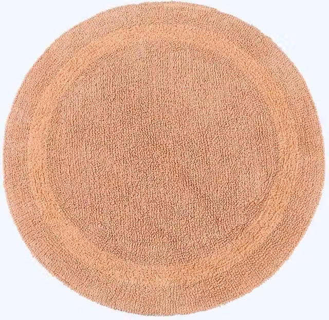 Homescapes Luxury Round Cotton Bath Mat, Peach, Diameter: 80 cm