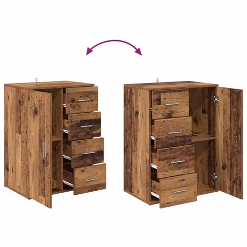 vidaXL Rustic Old Wood Sideboard in Brown, W/D/H: 59 x 39 x 80 cm – 4