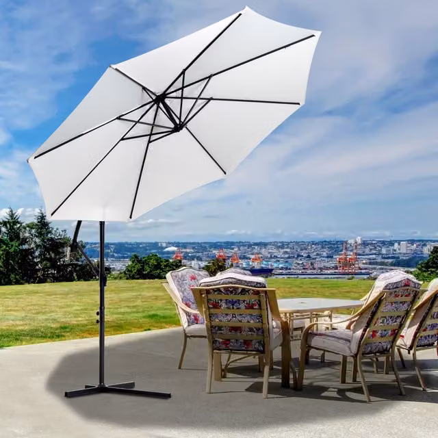 Outsunny Hanging Banana Cantilever Parasol in White