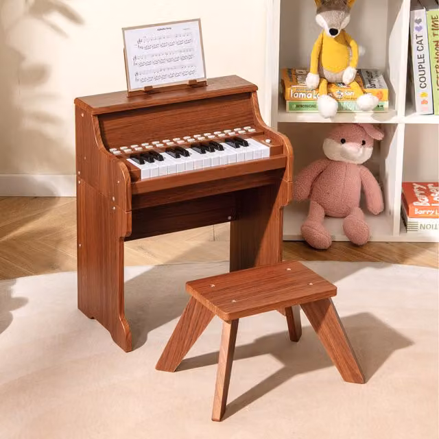 Costway Kids Piano Keyboard in Brown