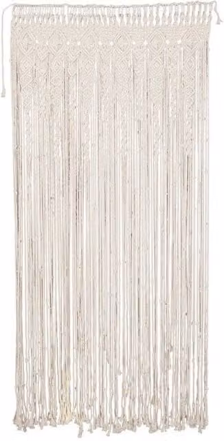 Kelvenix Boho Geometric Hand-woven Cotton Tapestry Wall Hanging in Beige, W: 100 cm, H: 180 cm