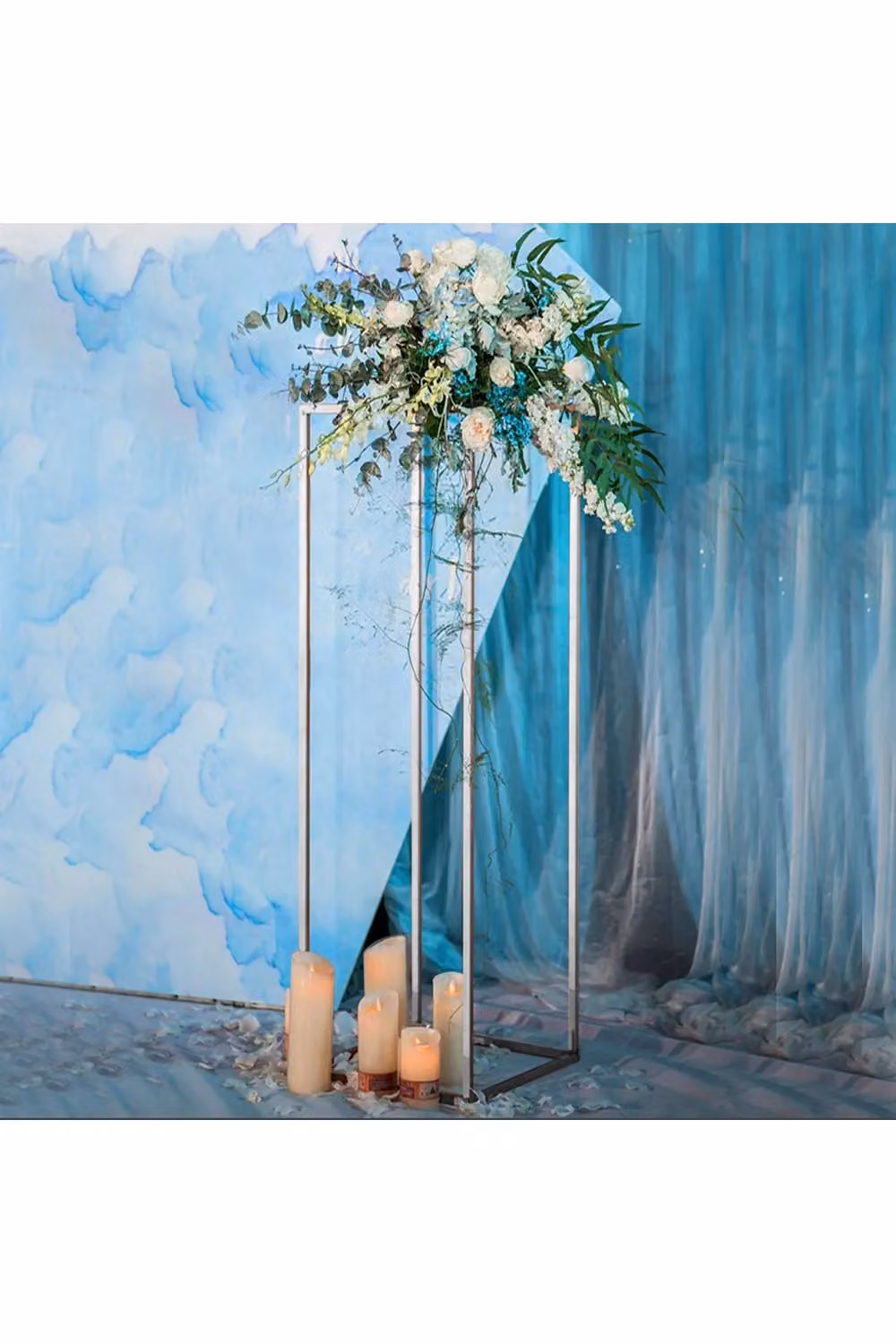 Living and Home White Metal Freestanding Wedding Aisle Flower Stand, W: 30 cm, H: 81 cm – 3