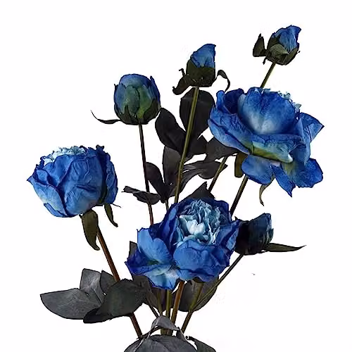 Leaf Design Blue Textile Peony Artificial Flowers – 3