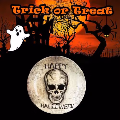 VFM e-Store Halloween Skull Round Dip Bowl, White, Diameter: 6 cm – 4
