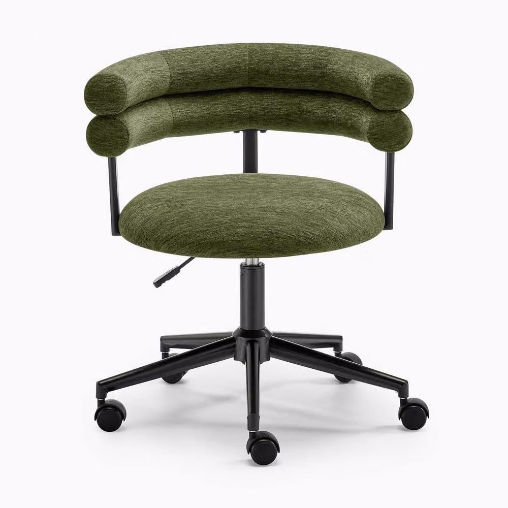 FurnitureboxUK Estelle Green Fabric Swivel Task Office Chair – 2