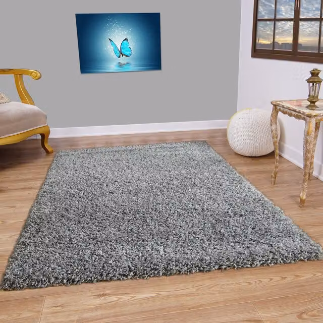 Smart Living Modern Shaggy Rug in Silver/Grey, W: 170 cm, D: 120 cm