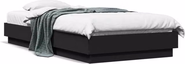 Berkfield Home Small Single Wood Bed Frame, Black, W: 75 cm, L: 190 cm – 1