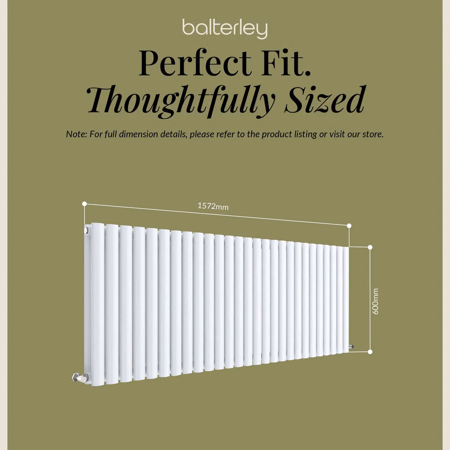 Balterley Embrace Horizontal Double Panel Radiator, Gloss White, W: 157.2 cm, H: 60 cm, D: 6 cm – 3