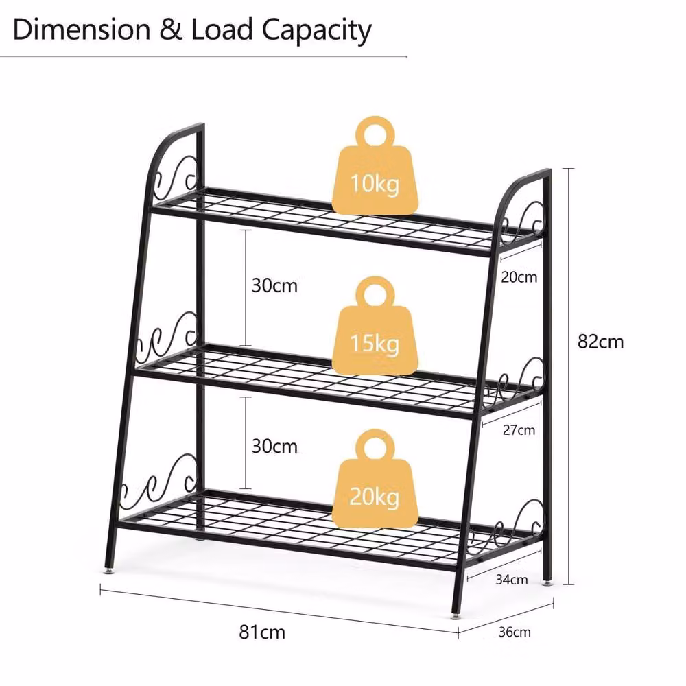 Costway 3-Tier Metal Plant Stand Shelf, Black Multifunctional Flower Rack and Pot Holder – 2