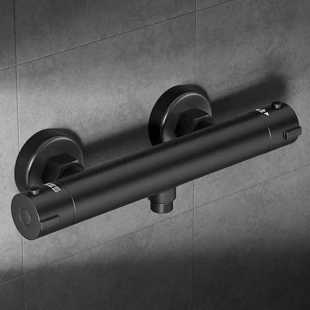 FLAVORA Matt Black Exposed Thermostatic Shower Valve with 1/2 inch Outlet – 1