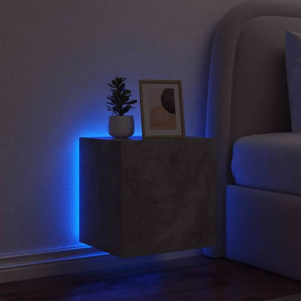 Berkfield Home Set of 2 Modern TV Wall Cabinets with LED Lights in Concrete Grey, W/D/H: 40.5 x 35 x 40 cm – 4