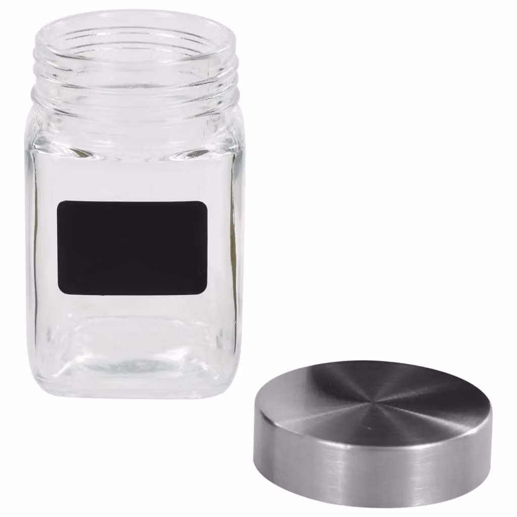 Berkfield 24 Piece Glass Home Storage Jar Set with Stickers, Black, 300 ml per Jar – 3