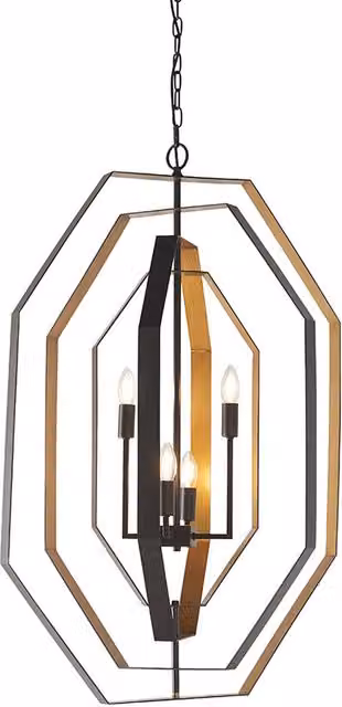 Merano 4 Light Suspended Ceiling Pendant in Bronze and Gold/Brass Metal