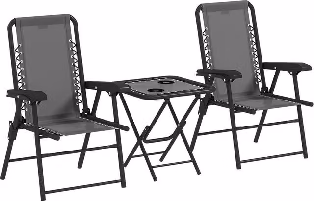 ERGOVEXA Three-Piece Modern Garden Table and Chair Set in Anthracite Grey