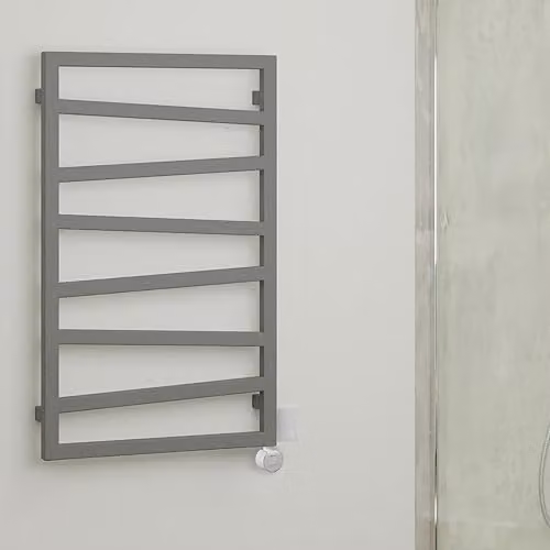 Terma Zig Zag E Electric Towel Rail with Wifi, Salt n Pepper Grey, H 83.5 cm x W 50.0 cm – 1