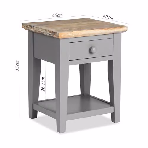 Statement Furniture Florence Wooden Sofa Table in Dove Grey with Drawer and Shelf, W: 45 cm, D: 40 cm, H: 55 cm – 2