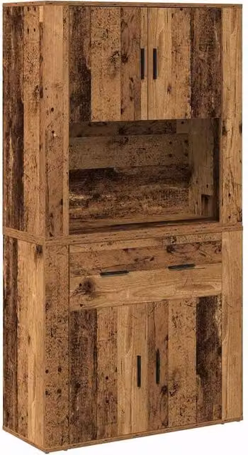 Berkfield Home Old Wood Highboard in Brown, W/D/H: 80 x 33 x 150 cm – 1