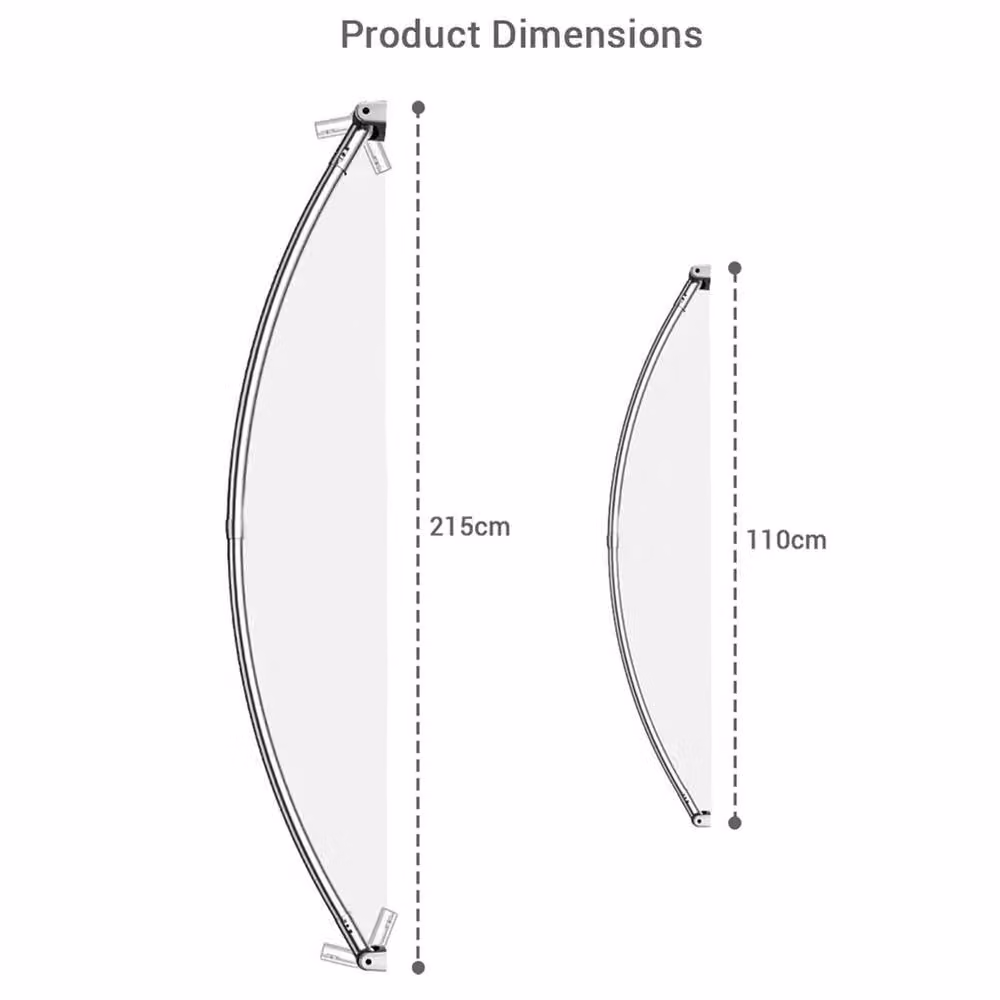 Havendro Curved Oval Stainless Steel Shower Curtain Rod Rail in Silver