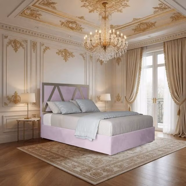 Casani Cliddesden King Size Upholstered Velvet Bed Frame in Pink with Metal Details, W/D/H: 180 x 200 cm