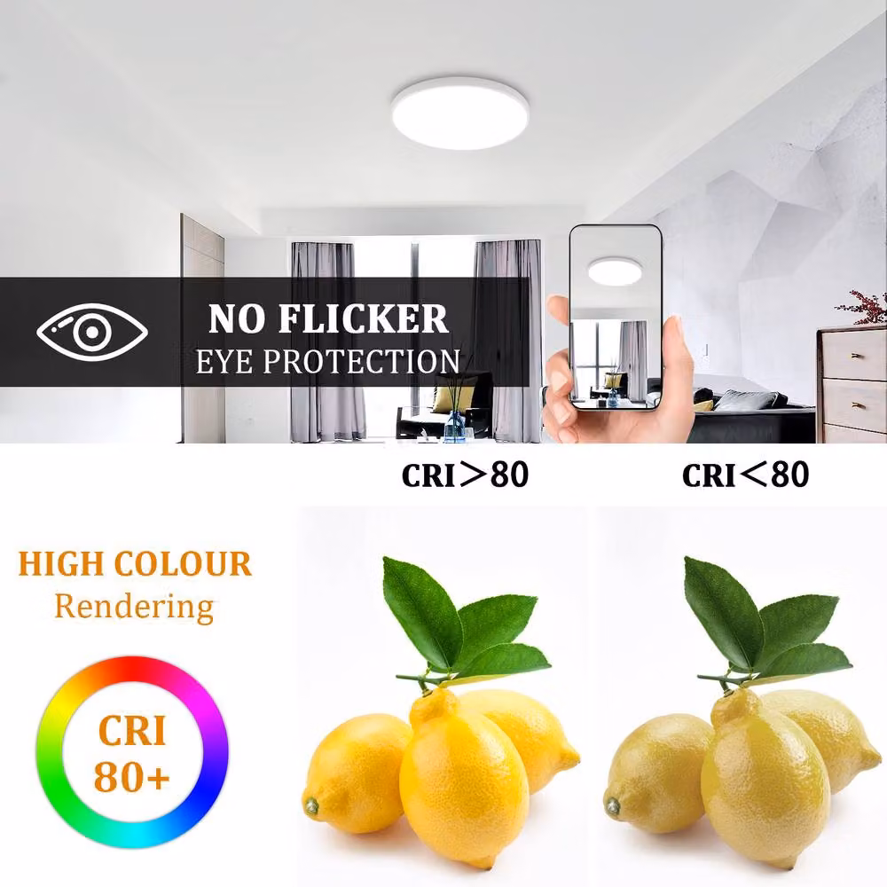 Pheashine White Round LED Ceiling Light, 24W, 6500K Cool White, Flush Mount Lamp – 4